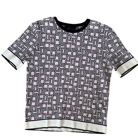 Les Copains Pink Logo Wool Sweater | Size 6 - Picture 2 of 12